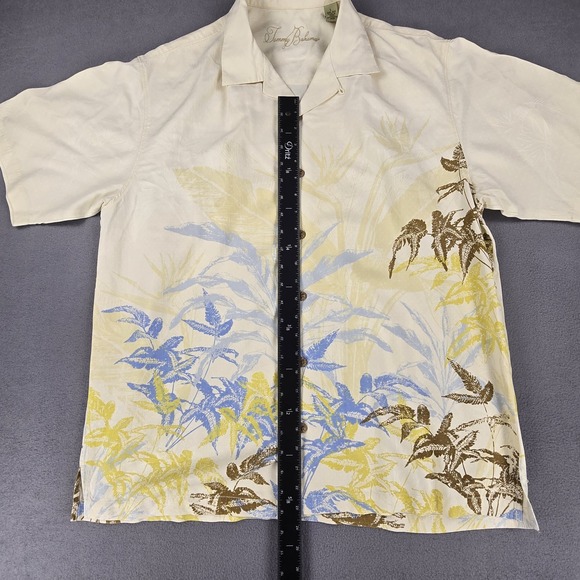 Tommy Bahama Silk Shirt Men Large Short Sleeve Hawaiian Palm Leaves Beach Cruise - Picture 10 of 11